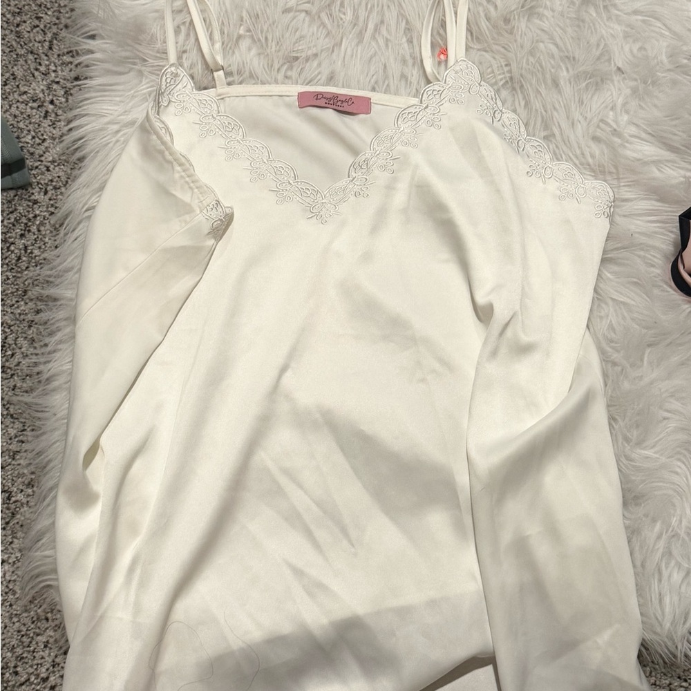 White Lace Trim Cami Top